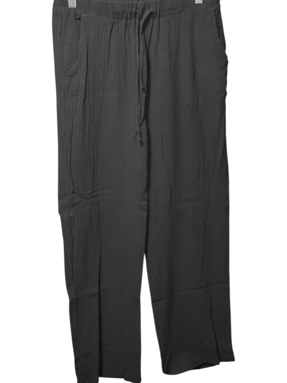 Lightweight Black Wide-Leg Drawstring Pants